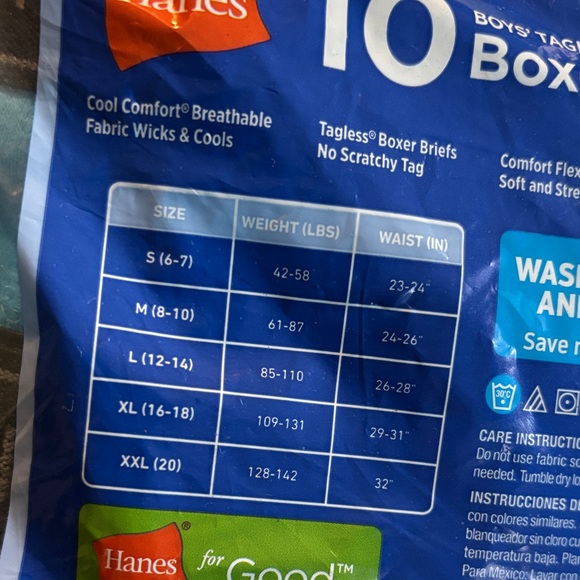 New Hanes Boys Tagless Boxer Briefs variety color (blue, black, grey) 10 Pk Larg - Picture 3 of 5